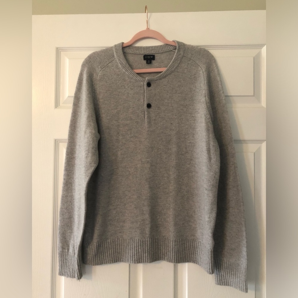 Grey J.Crew Men’s Henley Sweater Medium
